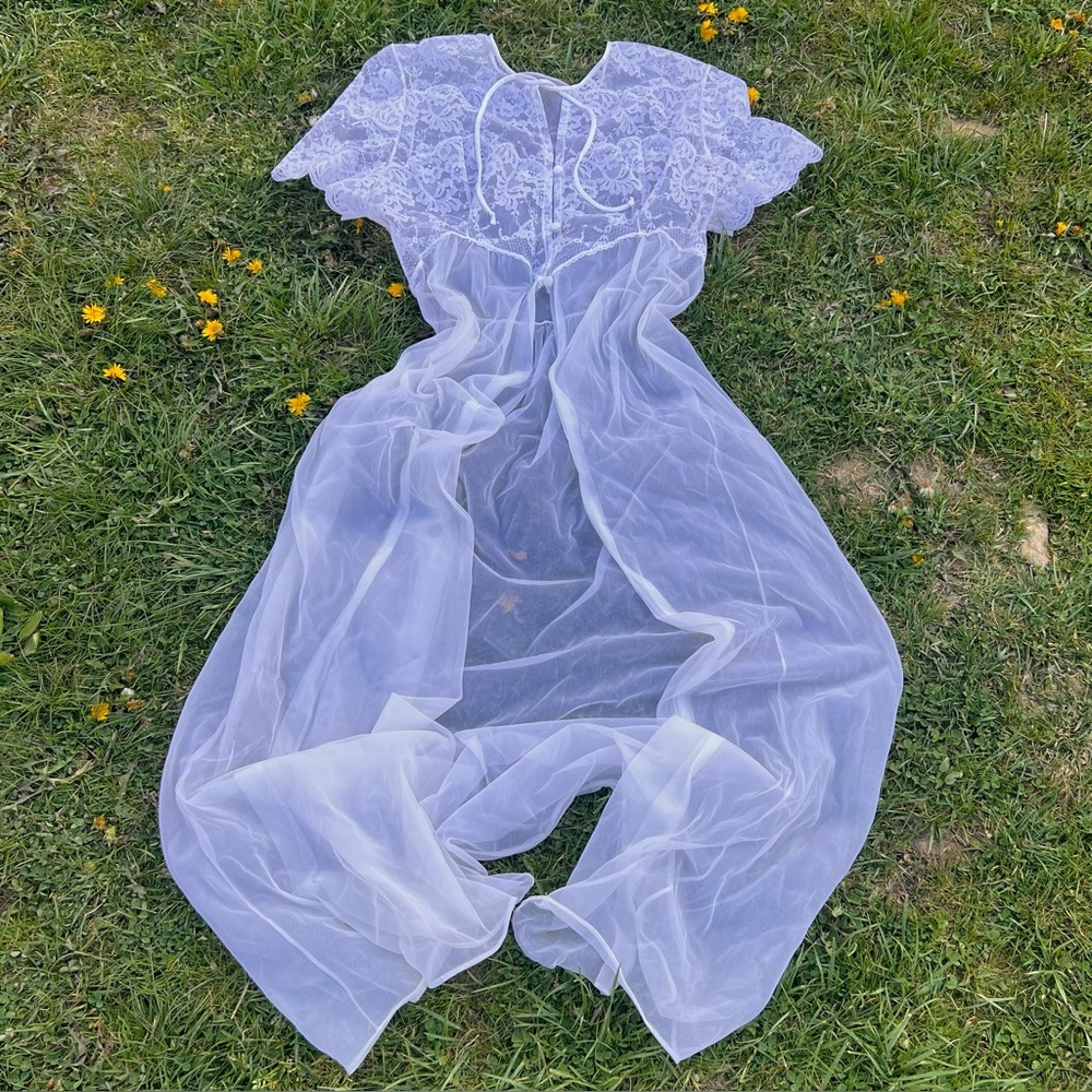 Vintage 70s Kayser Peignoir Chiffon Robe